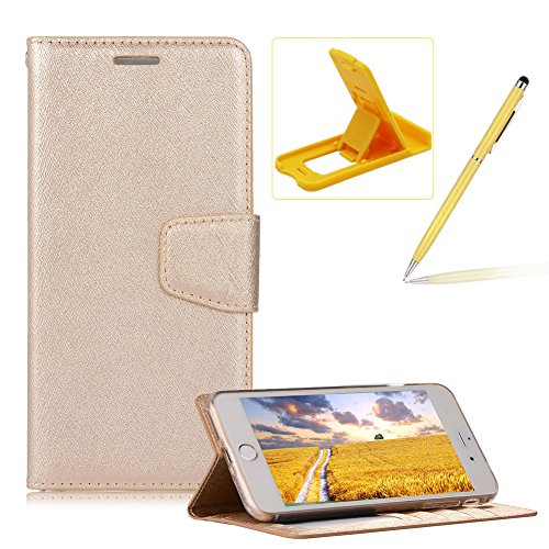 Gold Wallet Case for iPhone 8,Bookstyle PU Leather Flip Cover for iPhone 7,Herzzer Noble Luxury Premium Magnetic Holster Card Holder Folding Stand Leather Protective Case with Soft Inner TPU - Thumbnail 3