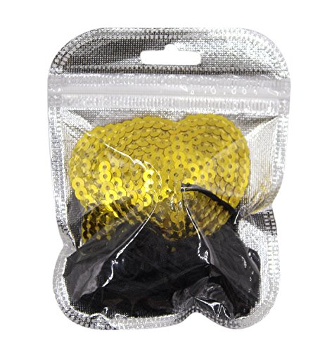 Reusable Adhesive Nipple Cover,Shiny Sequin Silicone Heart-Shaped Breast Pads Pasties Bra with Tassel - Thumbnail 6