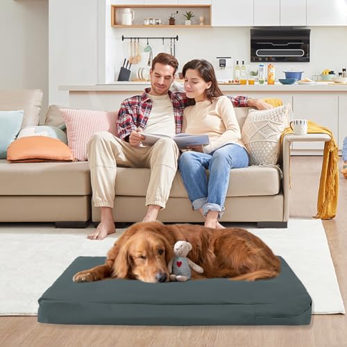 DUJUIKE - Waterproof Dog Bed Cover, Cage Replacement Cover, Pad Replacement Cover, Washable, Removable, with Zipper, Mattress Protector (Dark Grey, L(102x69x10cm))