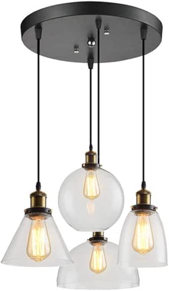 Candelabros de vidrio soplado a mano de 4 luces Iluminación colgante de