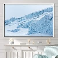 Framed Canvas Wall Art Snow Mountain Cool Expressive Farmhouse/Country Landscape Mountain Top Multicolor Photography Portrait Realism - 16x24 inches