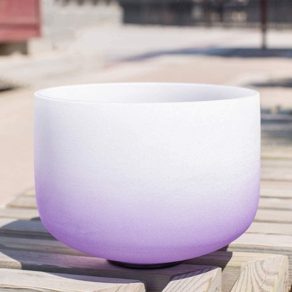 Tibetan Bowl Set Quartz Crystal Bowls B Note Crown Purple Chakra Earring Yoga Sound Meditation