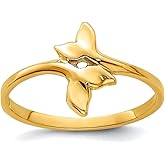 JewelryWeb 14k Yellow Gold Solid Polished Double Whale Tale Ring Size 7.00 Ring for Women