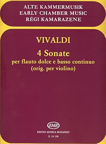Download Partitions classique EMB (Editio Musica Budapest) VIVALDI A. - 4 SONATE - FLAUTO DOLCE E BASSO CONTINUO Flûte à bec PDF
