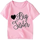 Big Sister Shirt Toddler Girls T-Shirts Promoted to Best Big Sister Announcement Tees Little Kids Mermaid Top White Pink 2-7T