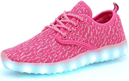 QZMUSE Rainbow Color Unisex LED Shoes Kid's Luminous Dance Shoes Lights Flashing Fashion Sneaker, Pink, 40