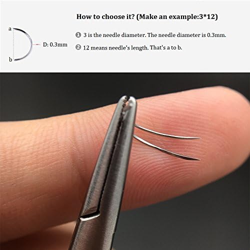 1/2 Circle Curved Surgical Suture Needle for Training &amp; Doctor Pack of 100 (4x12, Conventional Cutting Needle)
