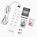 3 USB Surge Protector with 12 Outlets Flat Plug Power Strips, 6 Feet Extension Cords with 5V/3.1A 15AMP and 1700 Joules for Protect Electricity and Smart Phone Charging by JF.EGWO, White