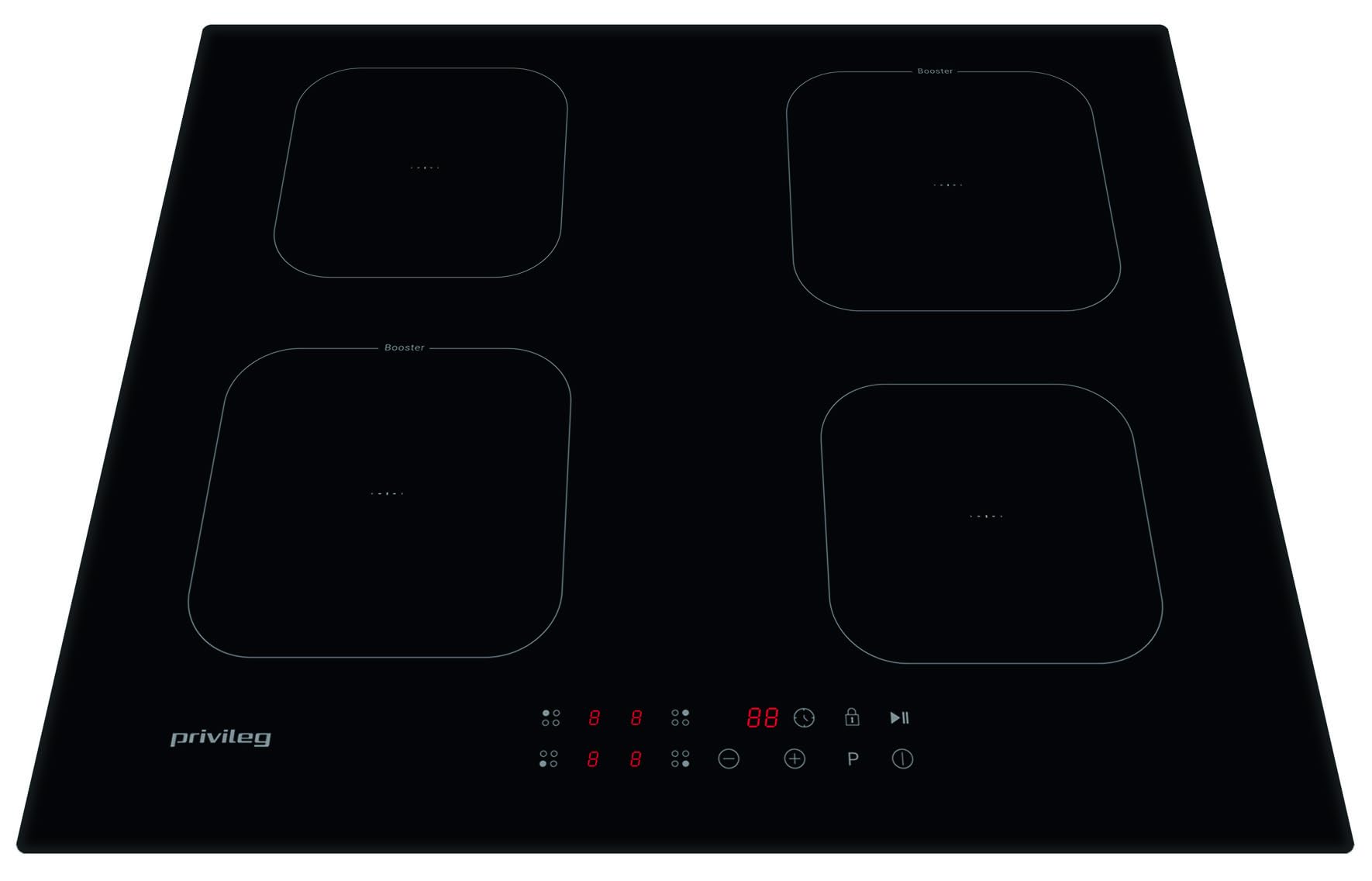 Privileg PS F 71Q60 NE Induktions-Kochfeld 60cm/Booster-Funktion/Touch-Control-Steuerung/Kindersicherung/rahmenlos/4 Induktions-Kochzonen, mit Turbostufe/Timer/Abschaltautomatik