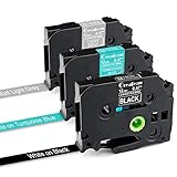 Greateam Compatible Label Tape Replacement for Brother TZe P-Touch Tape 12mm 0.47 Inch TZe-335 TZe-T535 TZe-MQL35，1/2 Inch Ptouch Label Maker Tape for Brother PT-D210 Label Tape,3-Pack