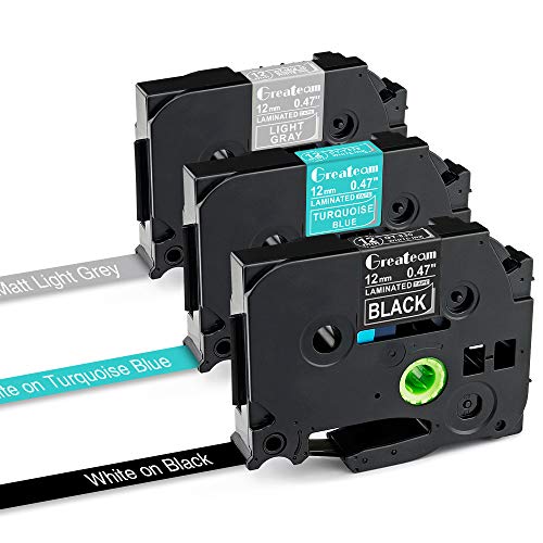 Greateam Compatible Label Tape Replacement for Brother TZe P-Touch Tape 12mm 0.47 Inch TZe-335 TZe-T535 TZe-MQL35，1/2 Inch Ptouch Label Maker Tape for Brother PT-D210 Label Tape,3-Pack