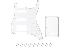 Banworks 3Ply Strat HSS Pickguard 11-Hole SSH Pickguard Scratch Plate with Backplate 6-Hole Trem Tremolo Cover Set for USA/Mexican Fender Modern Style Standard Stratocaster ST JT/HB-09 White