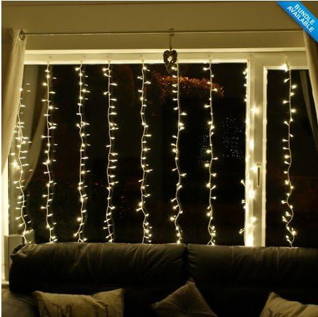 KK-LIGHT 2m x 2m 400LED Indoor Outdoor Connectable LED Curtain Lights for Home Curtain Decorations- Warm White