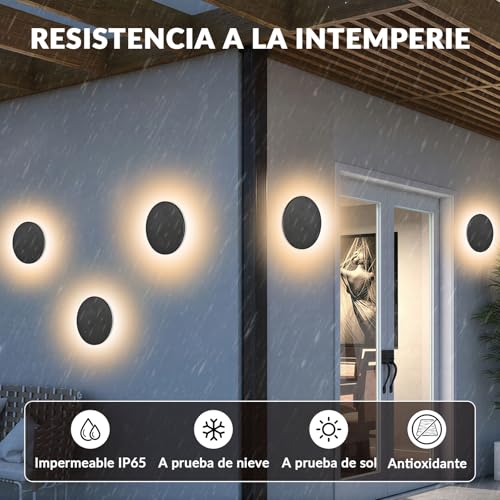 FASENZA Lámpara de Pared: IP65, 12W, 1500LM, 3000K Luz Cálida, Lámpara LED Interior y Exterior con 50000 Horas de Vida Útil y Garantía de 2 Años para Hogar, Pasillo, Balcón, Jardín y Villa, 4 Piezas