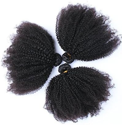 Mongolian Afro Kinky Curly Hair 3 Bundles Human Virgin Hair Weave Black Color 300g (10" 12" 14")