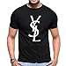 YSL Yvest Saint Laurent Logo Tshirt Men Black WF
