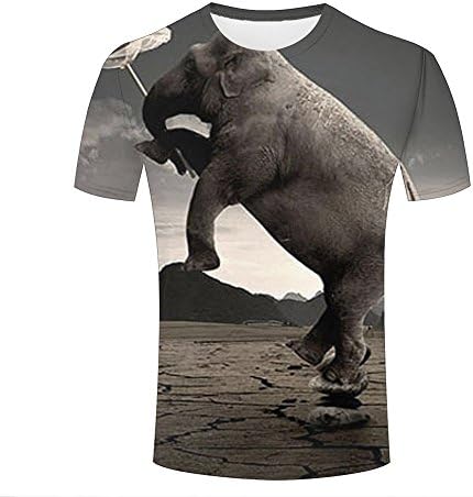 Mens 3D Creative Printed Most Popular Elephants Crewneck Short Sleeve T-Shirt Top For Summer Casual Couple Tees S