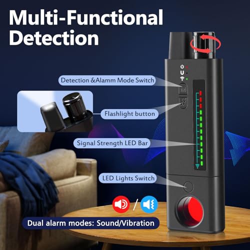 FOWARD GAUSS Professional Hidden Camera Detector - Anti-Spy, RF Signal Scanner for GPS/Listening/Magnetic Devices, Portable Microphone Detector and Spy Cameras