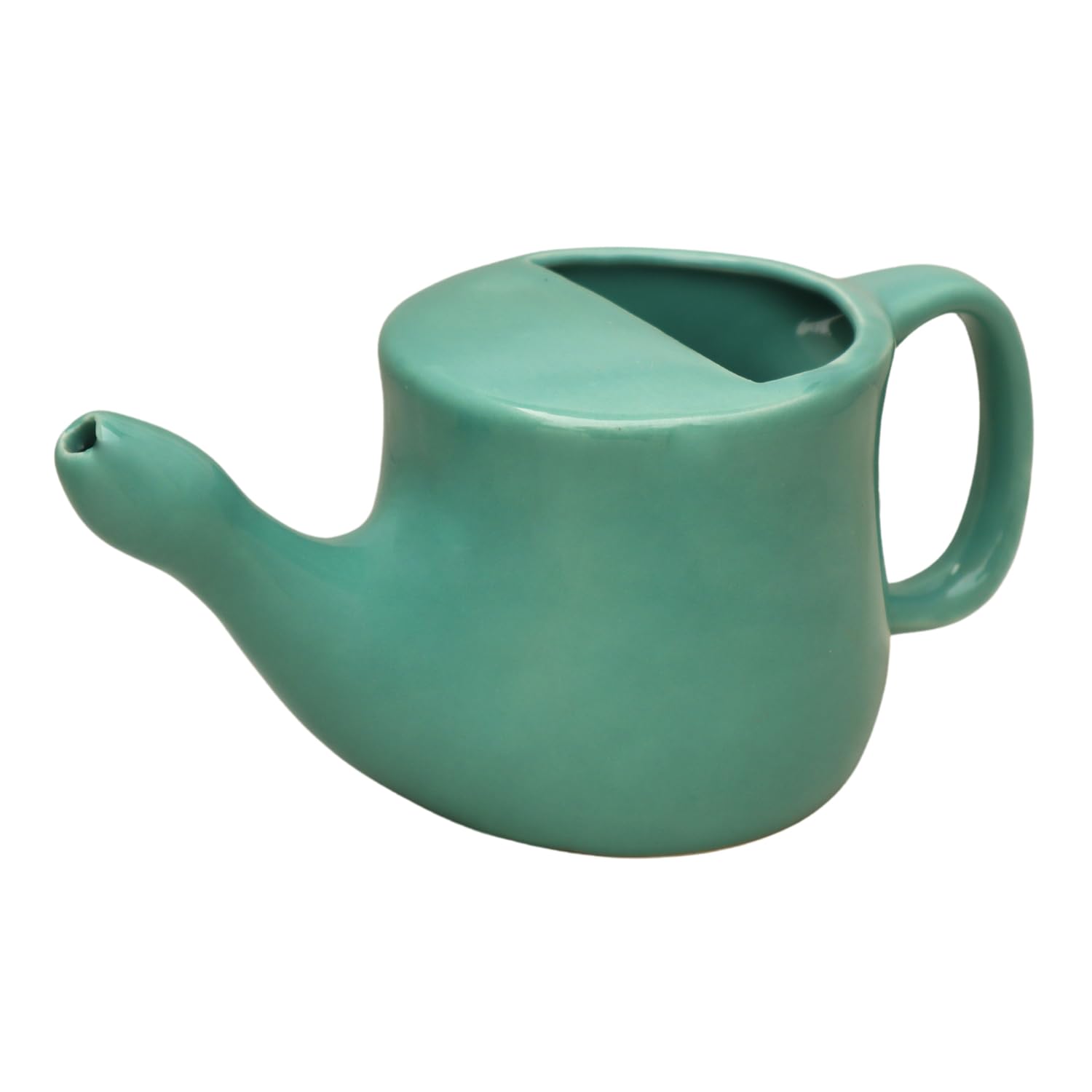 Ancient Impex Ceramic Neti Pot 400ml (13.5 fl oz) – Spill-Proof Design with 5 Neti Salt Sachets, Turquoise Nasal Rinse Pot for Sinus Relief & Ayurveda
