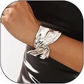 GIGB PBDK Chunky Gold Bracelets for Women Irregular Silver Wrist Cuff Bracelet 65MM Wide Adjustable Minimalistic Open Cuff Bangle Trendy Everyday Jewelry Gifts