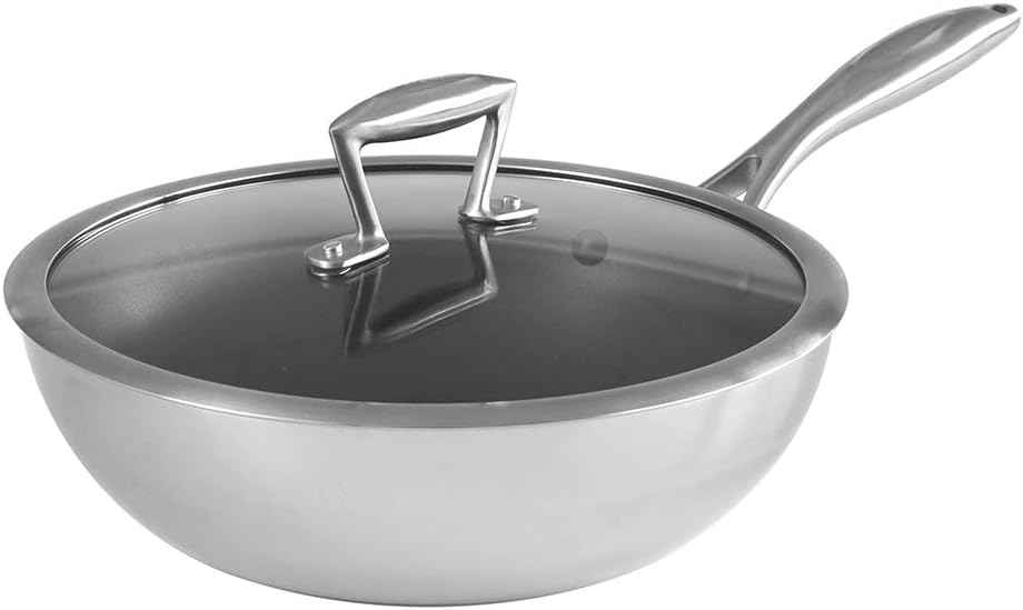 ProCook Elite TriPly NonStick Wok with Lid 28cm Stainless Steel