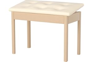 HEXANT Duet Piano Bech with Storage, Solid Wooden Keyboard Bench with PU Leather Padded Cushion for Musical Instrument, Keyboard, Vanity Stool (25x12x19 Inch) (Oak White)