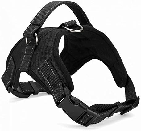 Kommii Dog Walking Control Harness No Pull Leash Nylon Strap Vest Collar Soft Flexible Size For Big Large Medium (XL, Black)