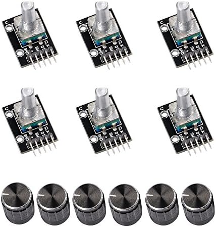 CHENBO 6pcs 360 Degrees Rotary Encoder Module with Knob Cap for Arduino KY-040 Brick Sensor Switch Development Board