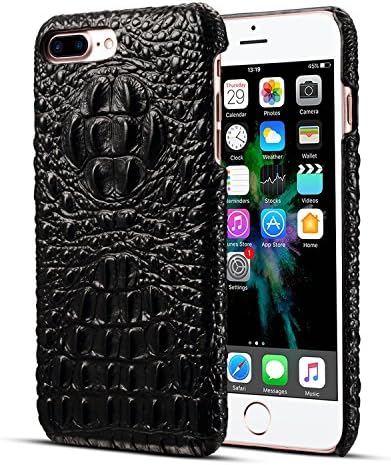 Ying ze IPhone 7 Plus Case Genuine Leather 3D Crocodile Back Protection For Apple IPhone 7 Plus 5.5 Inch (Black)