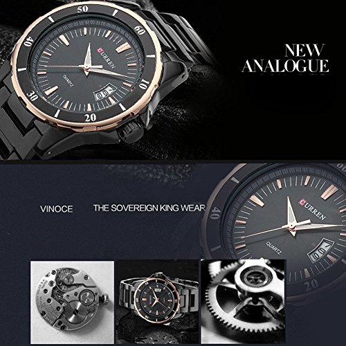 Curren los Hombres Relojes Top Marca Full Acero Auto Fecha Cuarzo Reloj Negro 8018 - Imagen 7