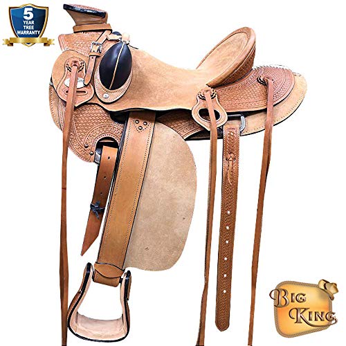 HILASON 15″ Western Horse Saddle Leather Wade Ranch Roping Tan Kote