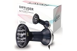 LAVANPRO NEW YORK Diffuser Hair Dryer for Curly Hair – Ionic Technology Hair Dryer with Adjustable Heat & Speed Settings for Frizz-Free, Defined Curls, Lightweight Hair Dryer, Wavy And Curly Hair (SILVER)