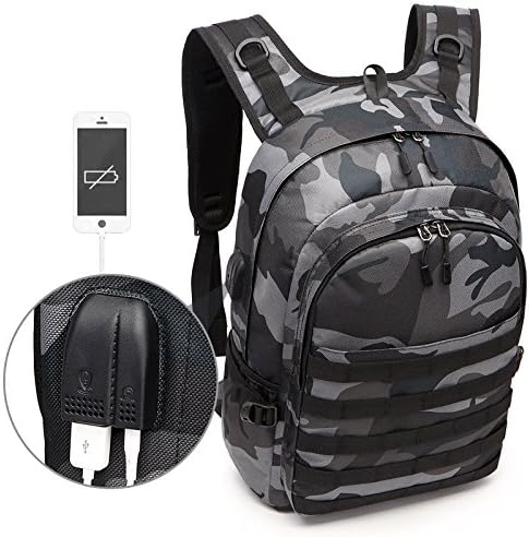 Travelling bag，Backpack With USB Charging Port，Men Bag Battlefield Backpack& Headphone interface fits Under 18-Inch Laptop Notebook Multifunction Large Capacity，PUBGS Game Level 3 Bag