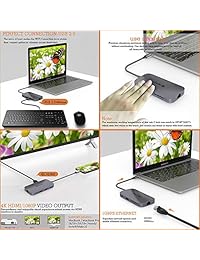 FIDEA - Puerto USB C, tipo C, adaptador 9 en 1 con Ethernet, 4 K USB C a HDMI, 2 USB 3.0,1 USB2.0, lector de tarjetas SD TF, Audio Mic, USB-C Pd 3.0, para MacBook Pro Air(2018) y ordenadores portátiles y teléfonos móviles tipo C (gris)
