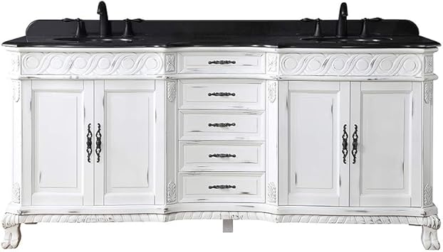 Ove Decors Antique White Thetford 72 Double Sink Vanity With Black Granite Top Amazon Com