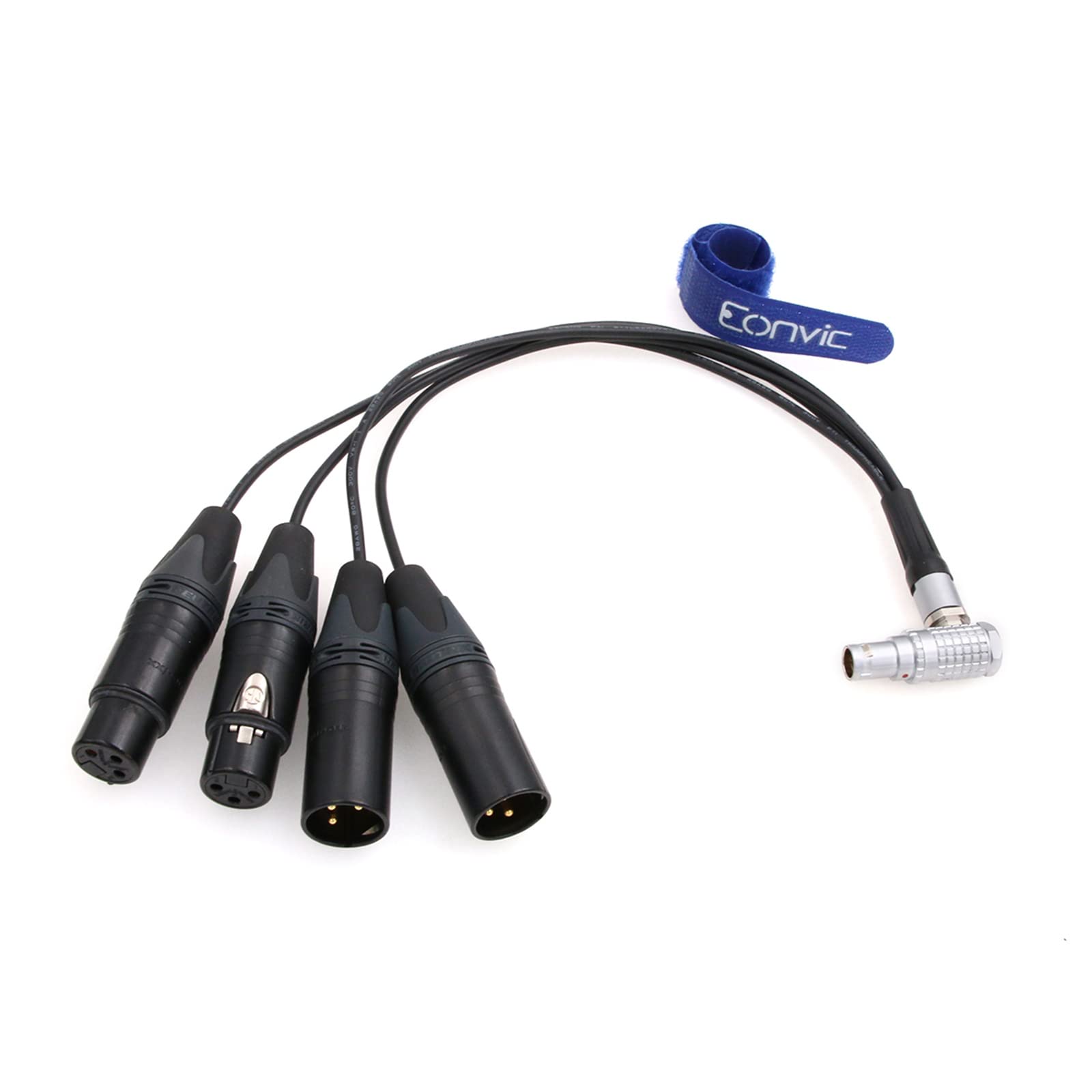 Eonvic 10 Pin to 2x3 pin XLR Atomos Breakout Audio Input Output Cable for Shogun Monitor Recorder (Right Angle 10pin)