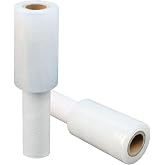 JUKFITA Stretch Film 4" &times; 500 ft, Shrink Wrap Rolls with Handle, 80 Gauge | 2 Pack Lightweight Plastic Wrap for Moving, Waste-Free