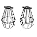 Rustic State Adjustable Metal Wire Hanging Pendant Light Cage, Lamp Shade, Bulb Cover Guard, Lighting Fixture - Industrial Vintage DIY Project - Set of 2 - Black