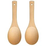 LorisArm Bamboo Rice paddle 2pcs Wooden Spoons for