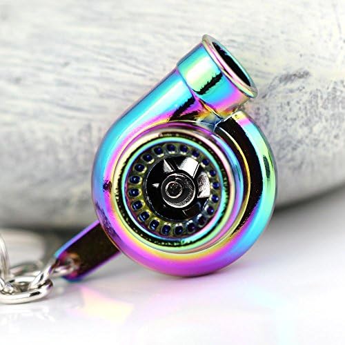 TunerGear Turbo Turbocharger Turbine Keychain Keyring Key Chain Ring Rainbow (Neochrome)