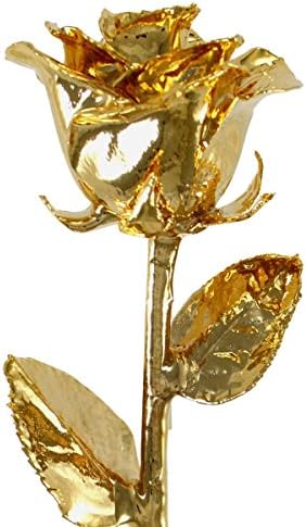 Live Direct 24K Gold Plated Real Rose Flower, 11 Inches Long Stem Everlasting Rose Gift for Her Birthday, Anniversary, Valentines