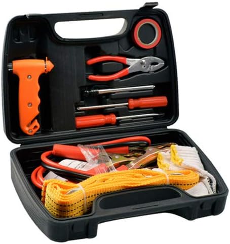 Mmyunx Road Rescue Car Emergency Kit Car Safety Kit Jumper Cable Traction Rope, Reflective Triangle Air Pump,Asection