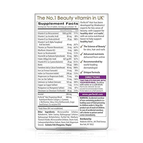 Perfectil Vitabiotics Multivitamin Hair Growth and Thickening Formula Supports Thicker