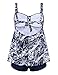 Nonwe Women's Retro Vintage Floral Printed Two Piece Plus Size Swimsuits with Shorts
