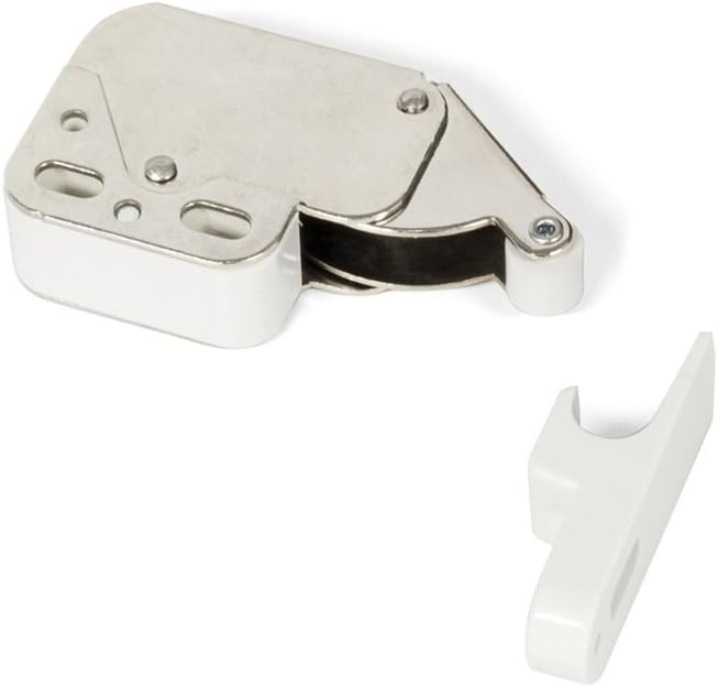 Emuca 1275415 Mini-latch/automatic pressure lock for hinged furniture door Set of 10 pcs, White - Image 3