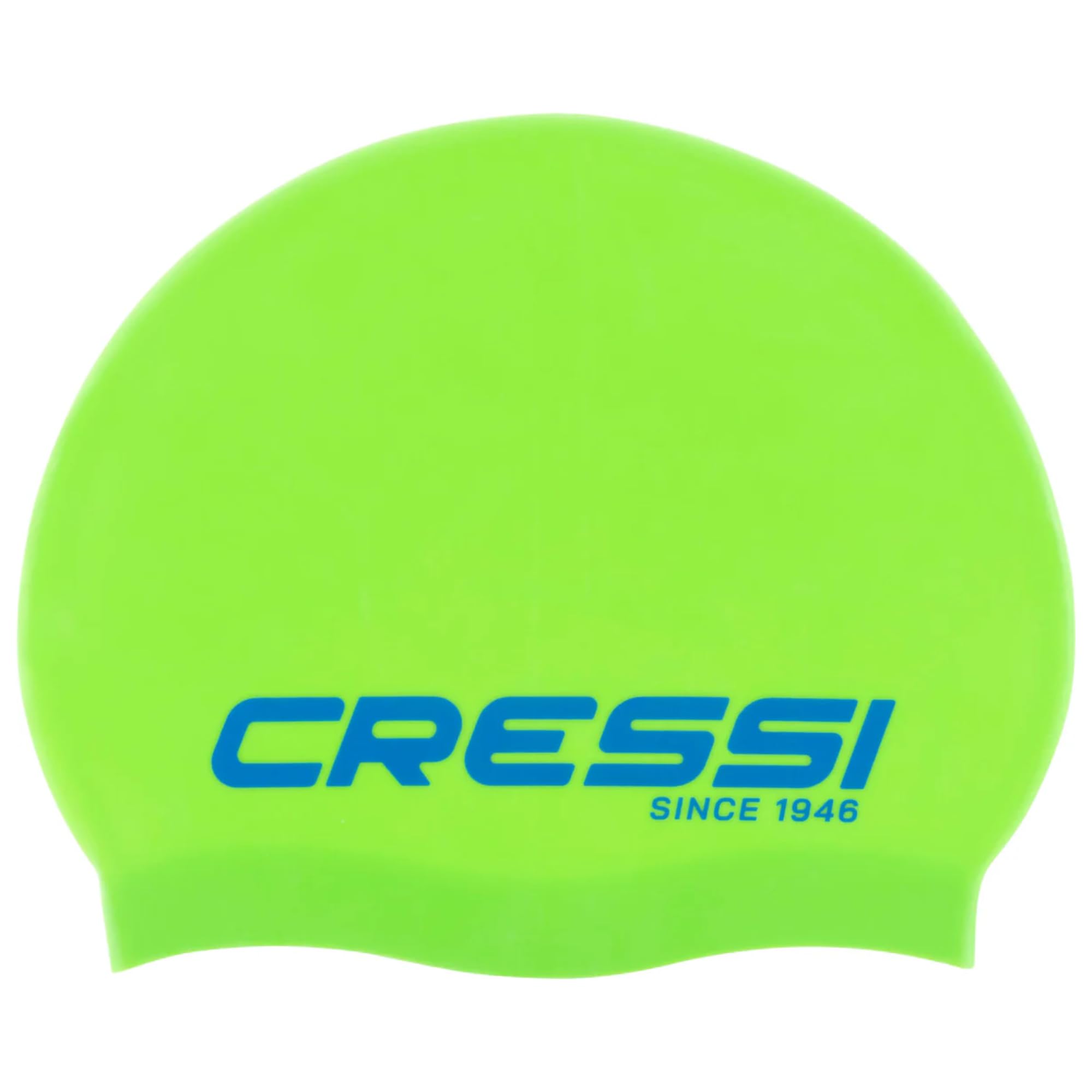 Cressi Ricky Jr Swim Cap - Junior Swimming Cap, Lime/Blue, One Size