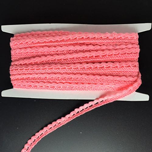 ELLA MAMA Crocheted Lace Trim DIY Craft Ribbon 1/4“ Wide x 10 Yards Pink Color for Wedding Decorations,Card-Making, Scrap-Booking,Gift Wape,DIY Craft Supply