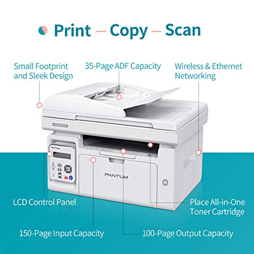 All in One Laser Printer Scanner Copier with Auto Document Feeder, Wireless Multifunction Black and White Laser Printer… - Image 3