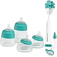 Nanobebe Baby Bottle Set Anti-Colic Baby Bottle Gift Set - Early Essentials Set with Baby Silicone Bottles, Breastmilk Bottles, Bottle Brush, Silicone Pacifiers - 5oz and 9oz - Teal