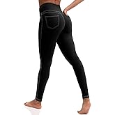 VOOVEEYA Leggings for Women High Waist, Yoga Pants with Pockets Tummy Control Workout Pants Stretchy Jeggings